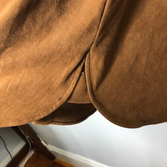 Joseph Ribkoff Faux Suede Snap Button Front Mini Dress Tunic Long Sleeve Tan 2 - Picture 6 of 10